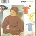 UNCUT Baby Bunting and Hat Sewing Pattern Simplicity 5720 Romper, Holiday, Christmas, Easter, Halloween, Boats, Snowman, Newborn to 6 Months