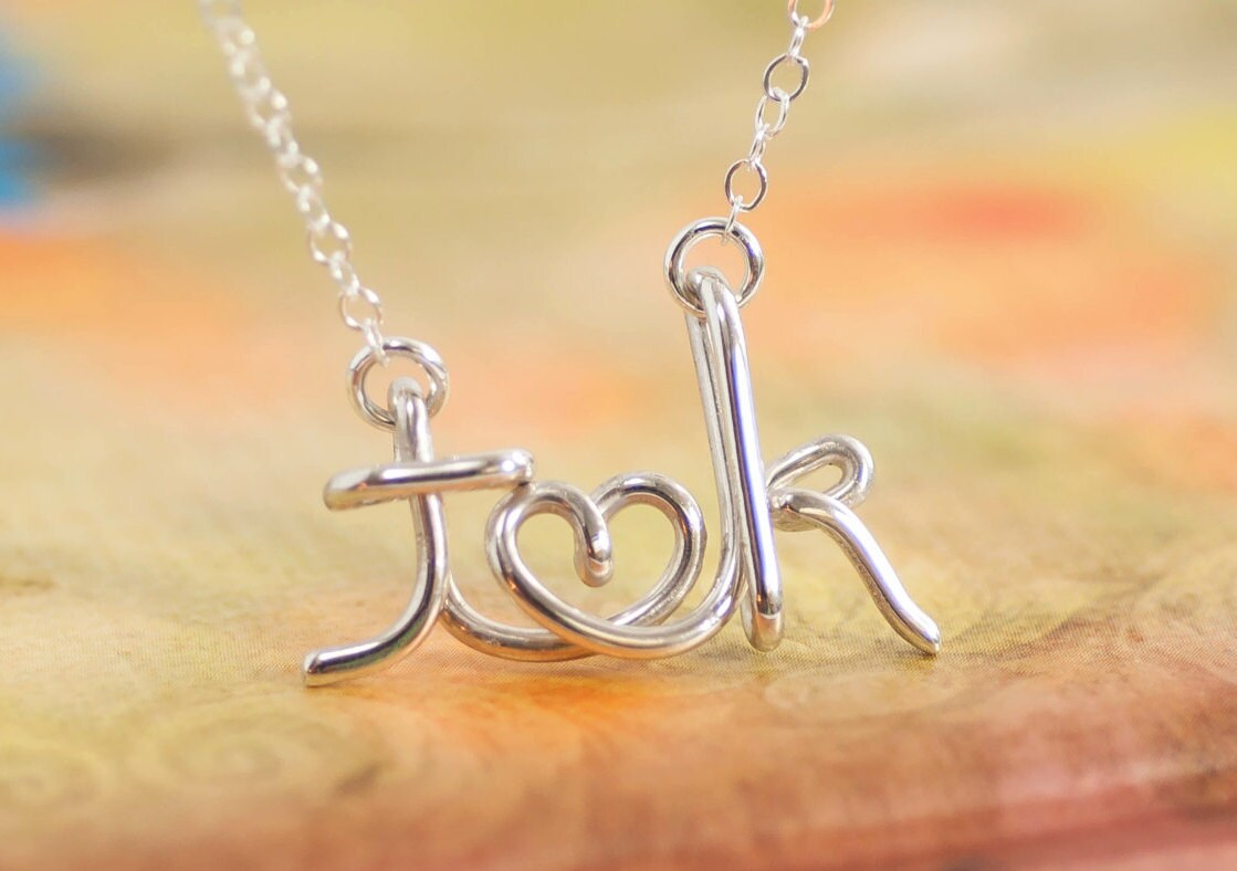Couples Necklace, Name Necklace, Valentine's Gift, Silver Initial