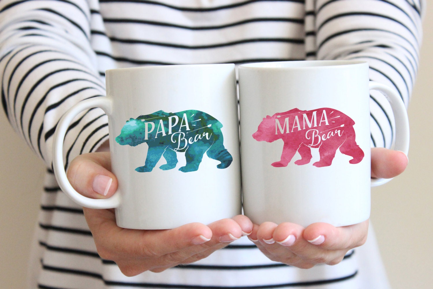 Papa Bear and Mama Bear Coffee Mugs Husband and Wife Gift Set Anniversary Gift for Mom and Dad Baby Shower Gift for New Parents  two mug set