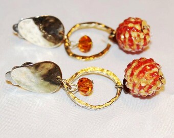 SALE! Vintage French Couture High Fashion Dotted Long Drop Earrings E6