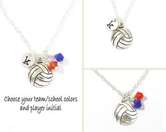 Volleyball Team Necklace, Volleyball Necklace, Volleyball Jewelry, Team Colors School Colors Personalized Sport Volleyball Gift Team Jewelry