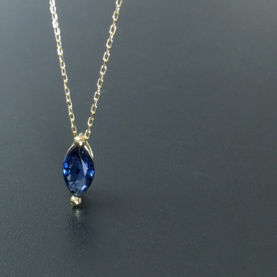 Gold sapphire necklace Sapphire solitaire necklace by youzan