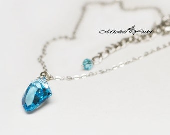 Final Fantasy Raw Crystal Inspired Necklace - Shiva- Support Materia - Swarovski Crystal