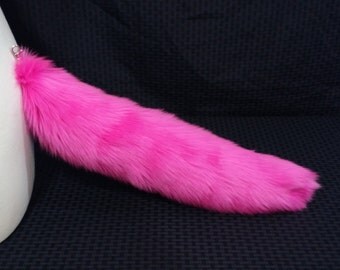 Cheshire Cat Furry Tail Pink and Purple Striped by DreamFluffs