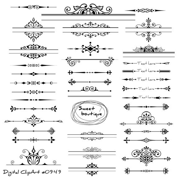 Page decoration Digital text dividers Wedding dividers