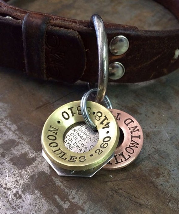 Hand Stamped Dog Tags Made to Order 11/4 Brushed