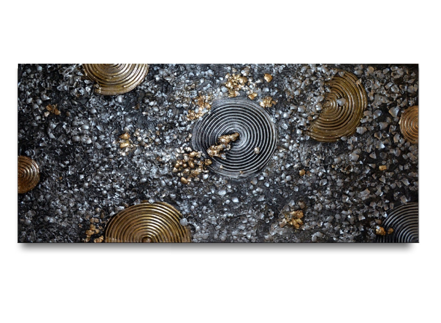 Modern Metallic Art Original Abstract Painting 3 D Silver