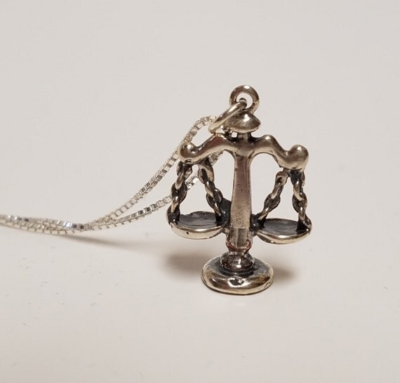 Sterling Silver Scales of Justice Pendant Necklace