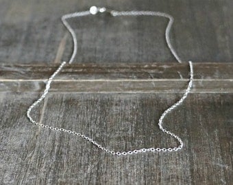 Plain Silver Chain Necklace // Shimmering Sterling Silver Chain / Short or Long • Simple and Pretty • Layering Necklace • choose your length