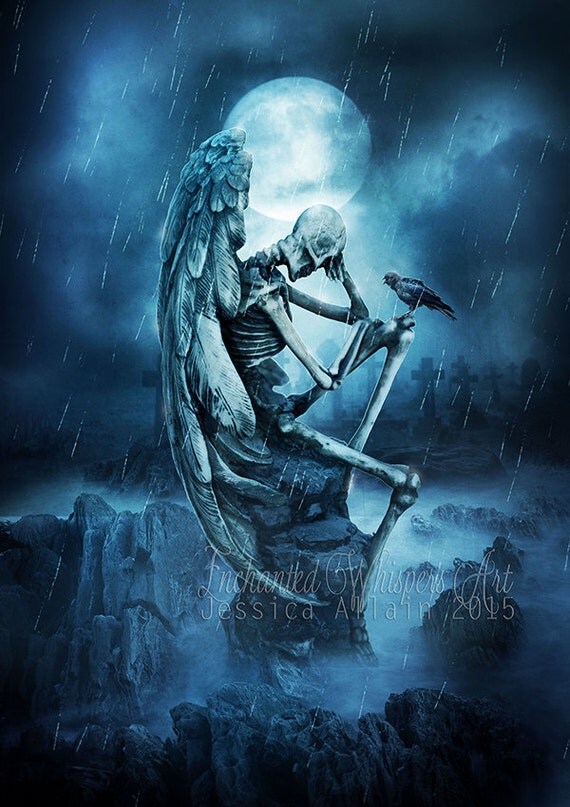 Gothic wall art Gothic poster Gothic print dark angel