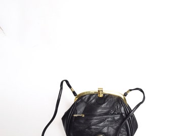 Vintage Real Leather Shoulder Bag Purse with Patchwork Design