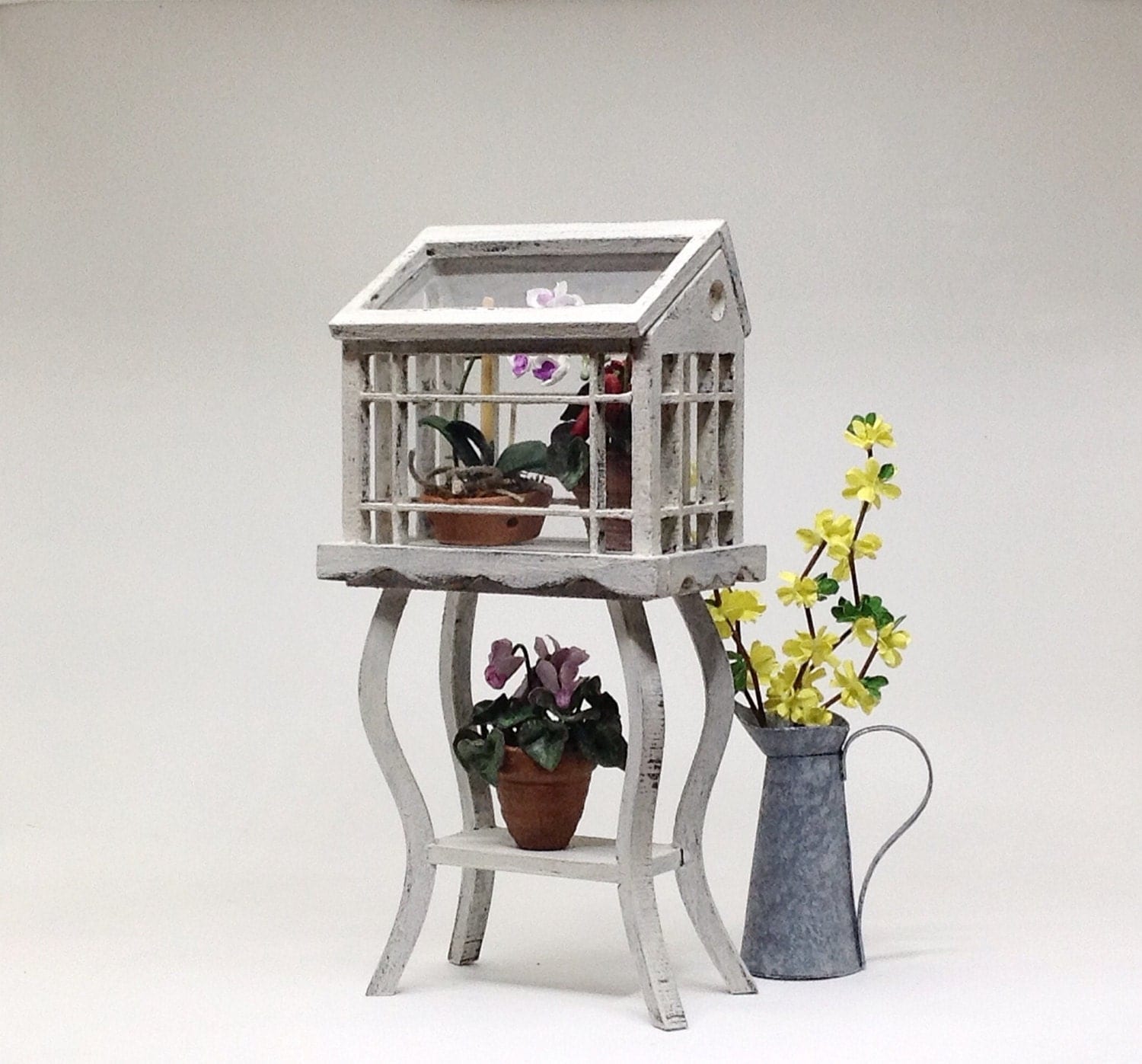 Greenhouse. Dollhouse miniature greenhouse. Greenhouse on