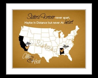 Maid of honor gift sister christmas gift present sister friend like family personalize names moh quote wall sis unique gift idea art print