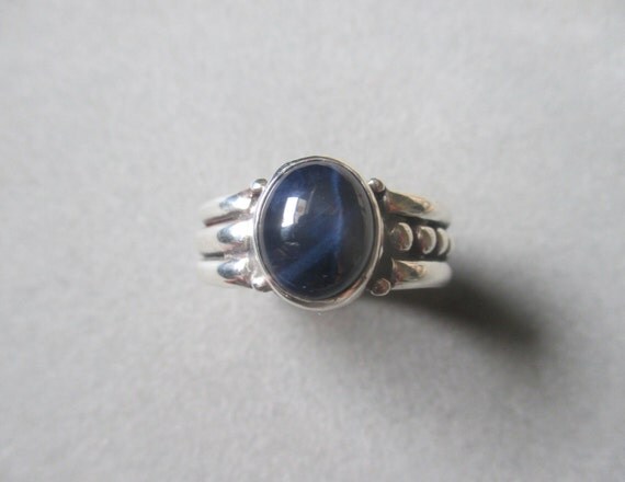 Men's Sterling Silver Blue Star Sapphire Ring by RichelleJewelry