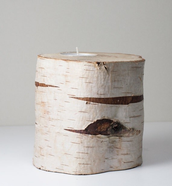 Large Candle Holders White tree branch Rustic by LuzDelBosque