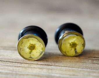 0g plugs 8mm plugs 0 gauge plug real flower plugs flower tunnels floral gauges floral plugs wedding plugs wedding gauges ear tunnel gauge