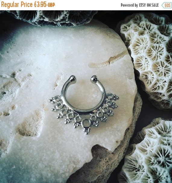 20% OFF ON SALE Silver Tribal Clip On Septum Ring | Faux Hanger Ethnic ...