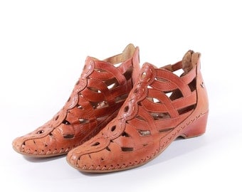 Woven Leather Shoes Ankle Boots Tan Leather Shoes Cutout Shoes Woven Sandals Boho Hippie Shoes Women's Size US 6 / UK 4 / EUR 36