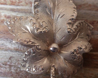 vintage silver leaf brooch