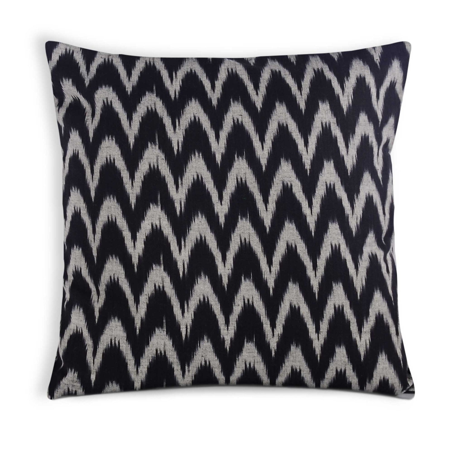 Black and White Handloom Cotton Ikat Throw Pillow Envelope