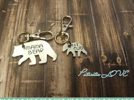 Download mama bear and lil cub keychains two piece keychain set gift