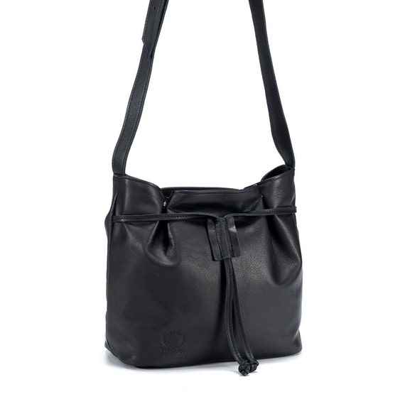 black soft leather shoulder bag