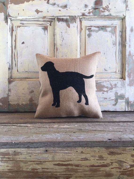 Burlap Pillow Labrador Pillow Dog Pillow Lab Pillow
