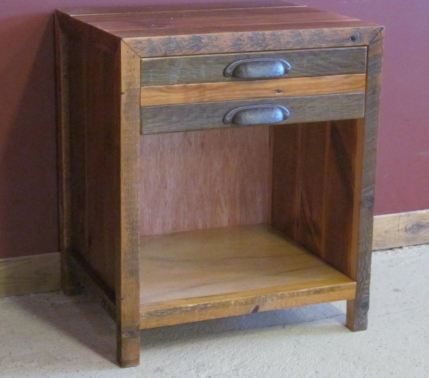 Reclaimed Barn Wood Two Tone Nightstand