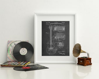 Gibson Les Paul Guitar Patent Poster, Guitar Art, Guitar Player Gift, Electric Guitar, PP0047 Z1016