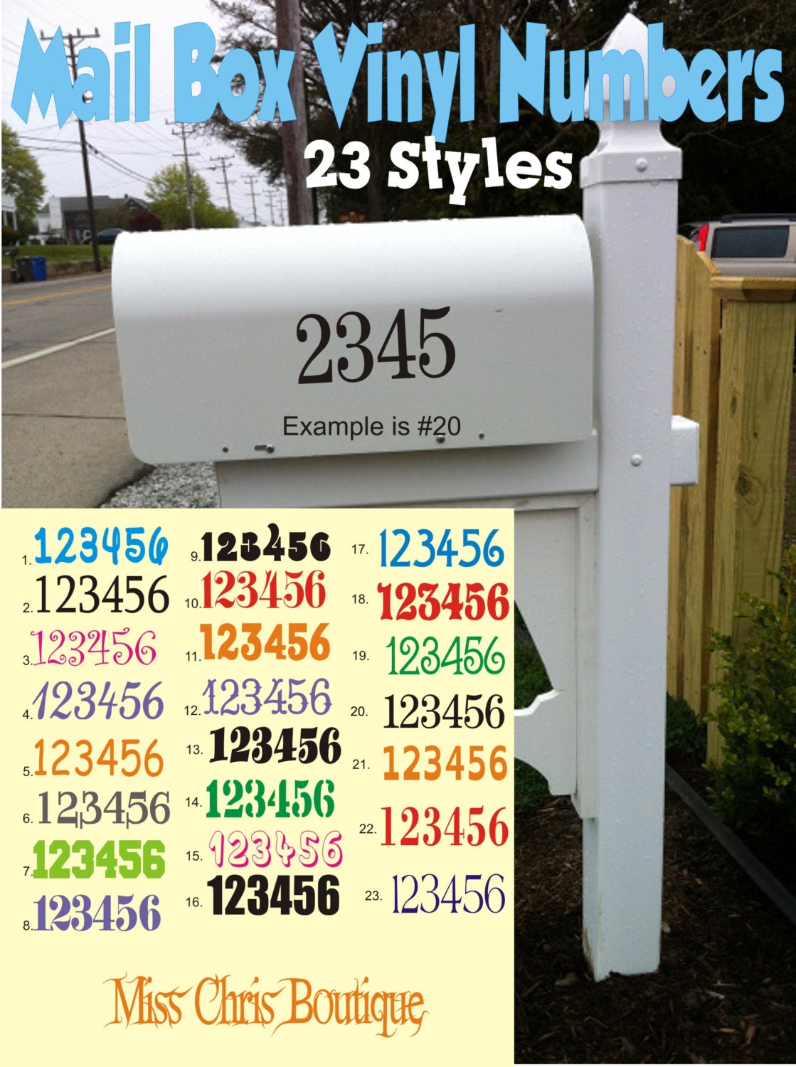 Mailbox Numbers Mailbox Address Decal Mailbox by MissChrisBoutique