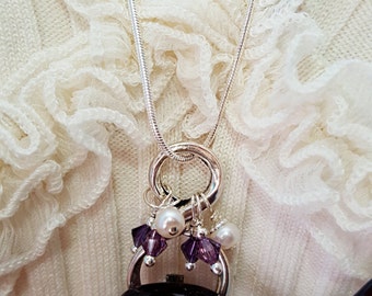 Eyeglass Chain, Glasses Necklace, Amethyst Necklace, Eyeglass Holder, Figure 8, Swarovski, February Birthstone, Mom Necklace, Wife, N5710