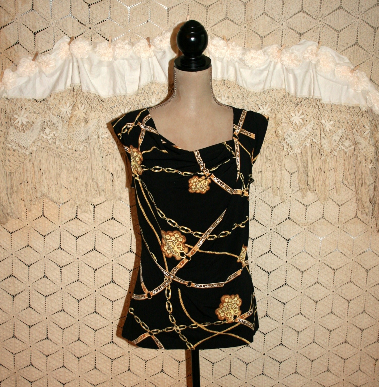 black and gold chain blouse