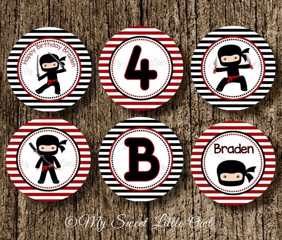 Ninjas Cupcake Topper ninja birthday party ninja sticker