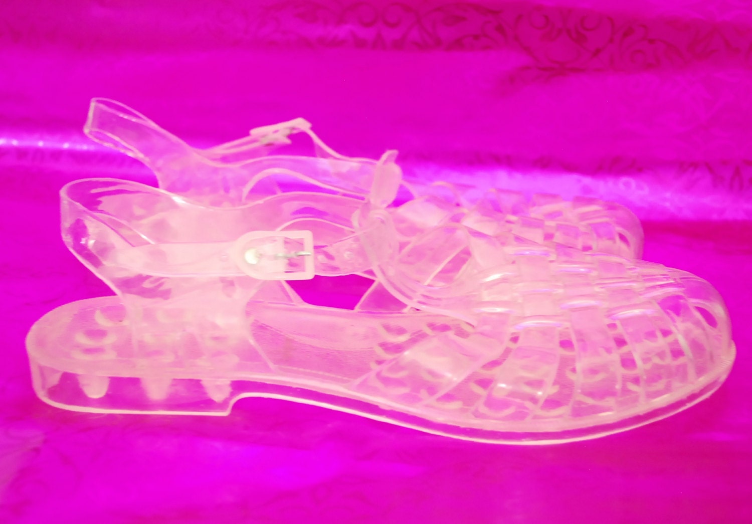 90s Vintage Clear Jelly Beans Sandals Iridescent Kawaii Shoes