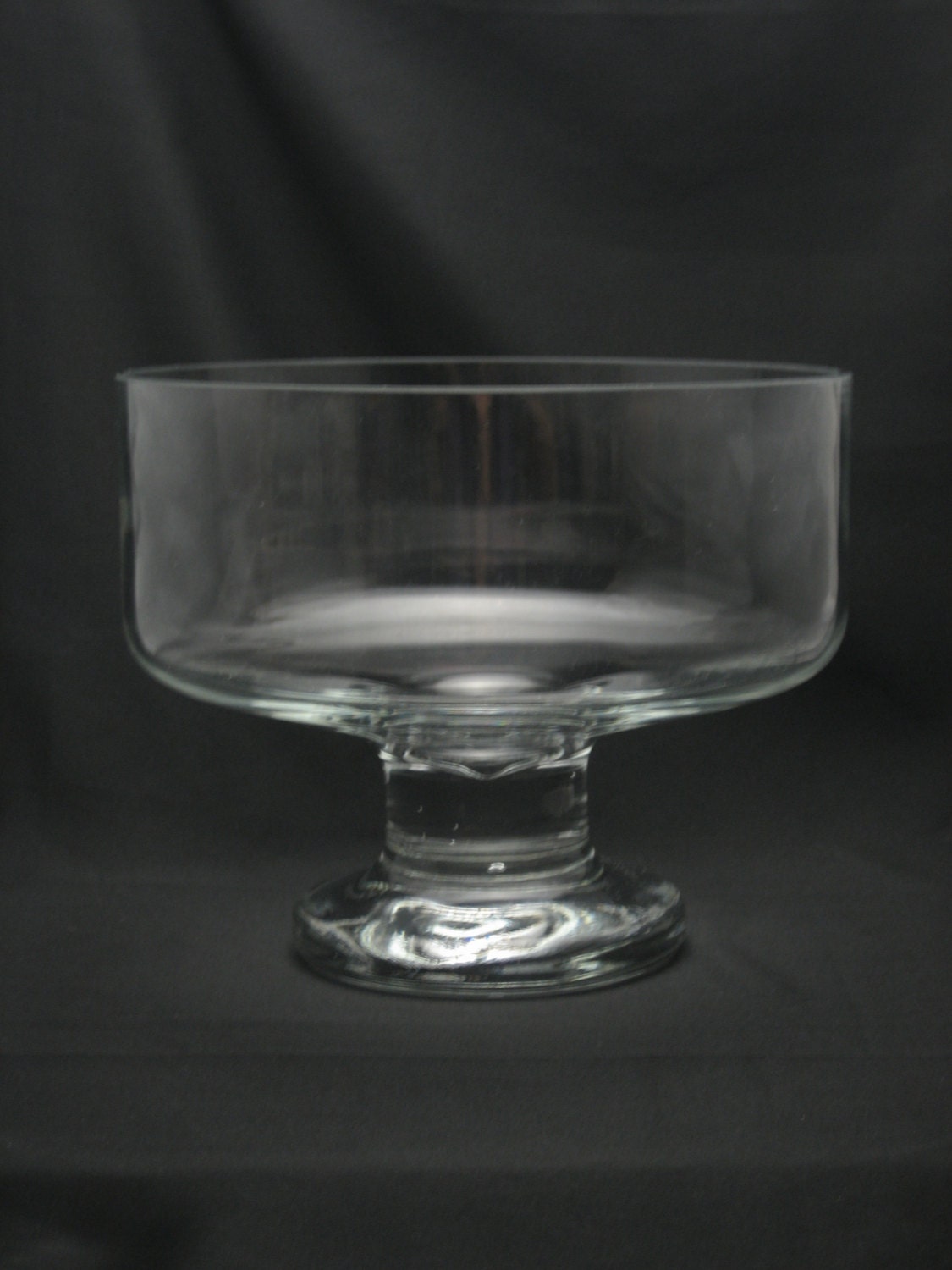 Vintage Large 8.5 Clear Heavy Glass Trifle Bowl Footed