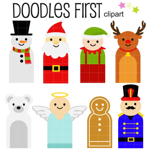 Christmas Story Finger Puppets Digital Clip Art for