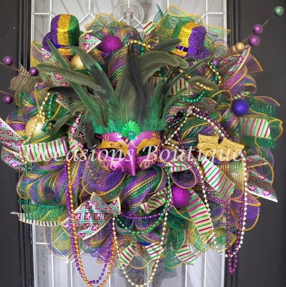 Mardi Gras Wreath Wreath for Door Front door Wreaths Mardi