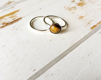 Tiger Eye Ring, Sterling Silver Ring, Tiger Eye Ring Set, Balance Emotions Ring, Gemstone Ring, Intention Ring, Gemstone Jewelry