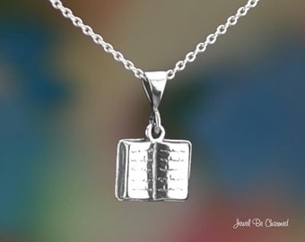 Sterling Silver Book Necklace with 16-24" Chain or Pendant Only .925