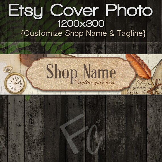 Etsy Shop Cover Photo 1200x300 Premade Vintage Paper and