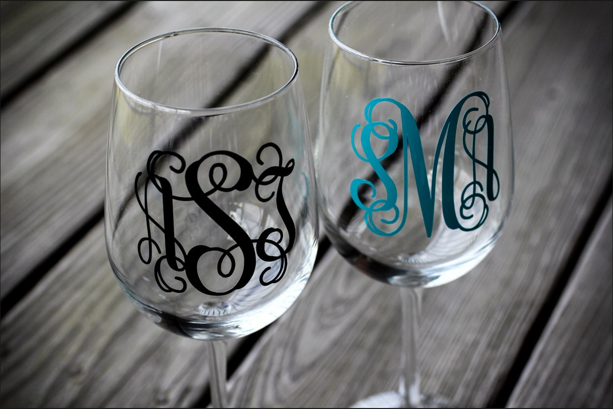 Personalized Wine Glass Decal Monogram Wine Glass Decal