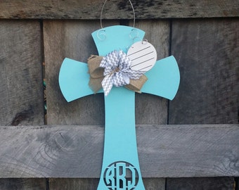 Monogram Hospital Door Hanger - Nursery Wall Hanging - Baby Door Hanger - Baby Shower Gift - Monogram Cross Door Hanger
