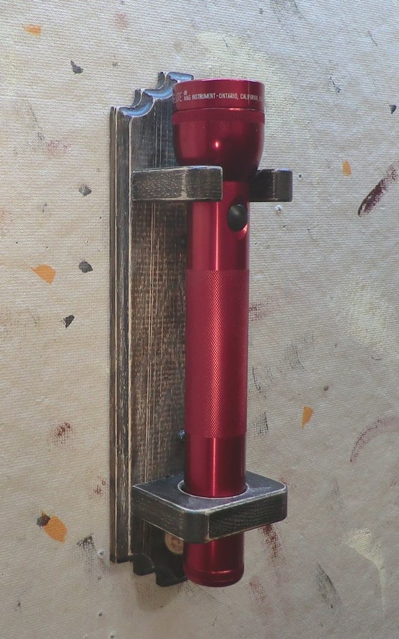 Items similar to Worn Black Maglite Holder with Red 3D cell Maglite on Etsy
