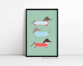 dachshund art, sausage dog print, Wiener Dog, dachshund gift, dog lover, dog art, modern art