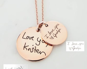 30% OFF! Handwriting Jewelry • Disc Necklace • Your Actual Handwriting Necklace • Signature Charm Necklace • Personalized Gift • NM20
