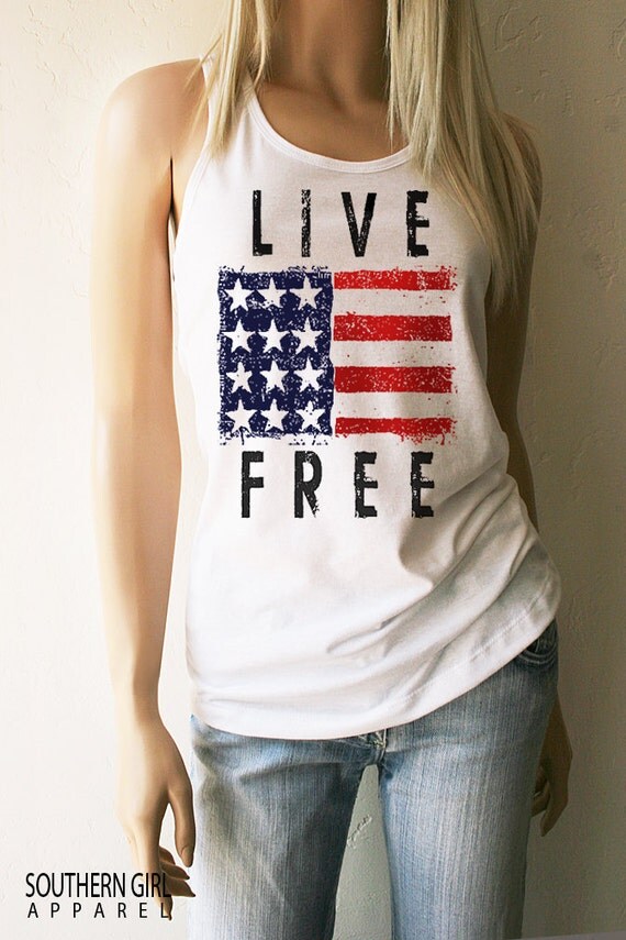 American Flag Clothing. Live Free Flag Shirt. American Flag