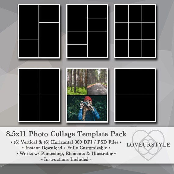 8.5x11 Photo Template Pack Collage Templates Portfolio