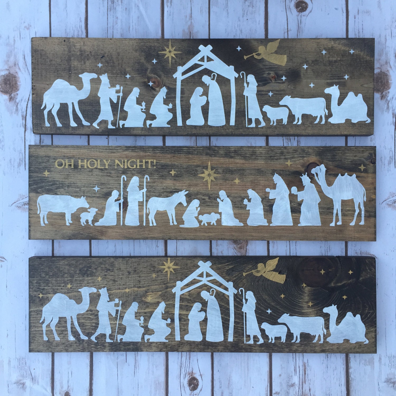 Nativity Scene religious sign holiday sign rustic christmas