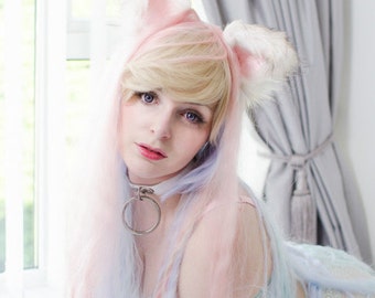 MATURE - Pet Play, Furry, Luxury Faux Fur, Latex, Shapeable wire Butt Plug Tails or Belt / Clip in Ears Kitten, Cat, Neko, Puppy, Wolf, Dog