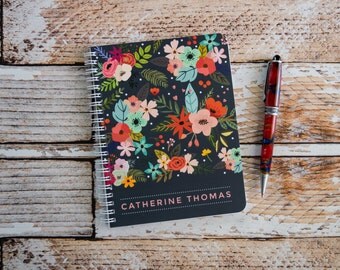 Personalized Notebook Custom Journal Spiral Notebooks Small Note Books Flowers Personalized Gifts Bridesmaid Gifts Stocking Stuffer NB1001